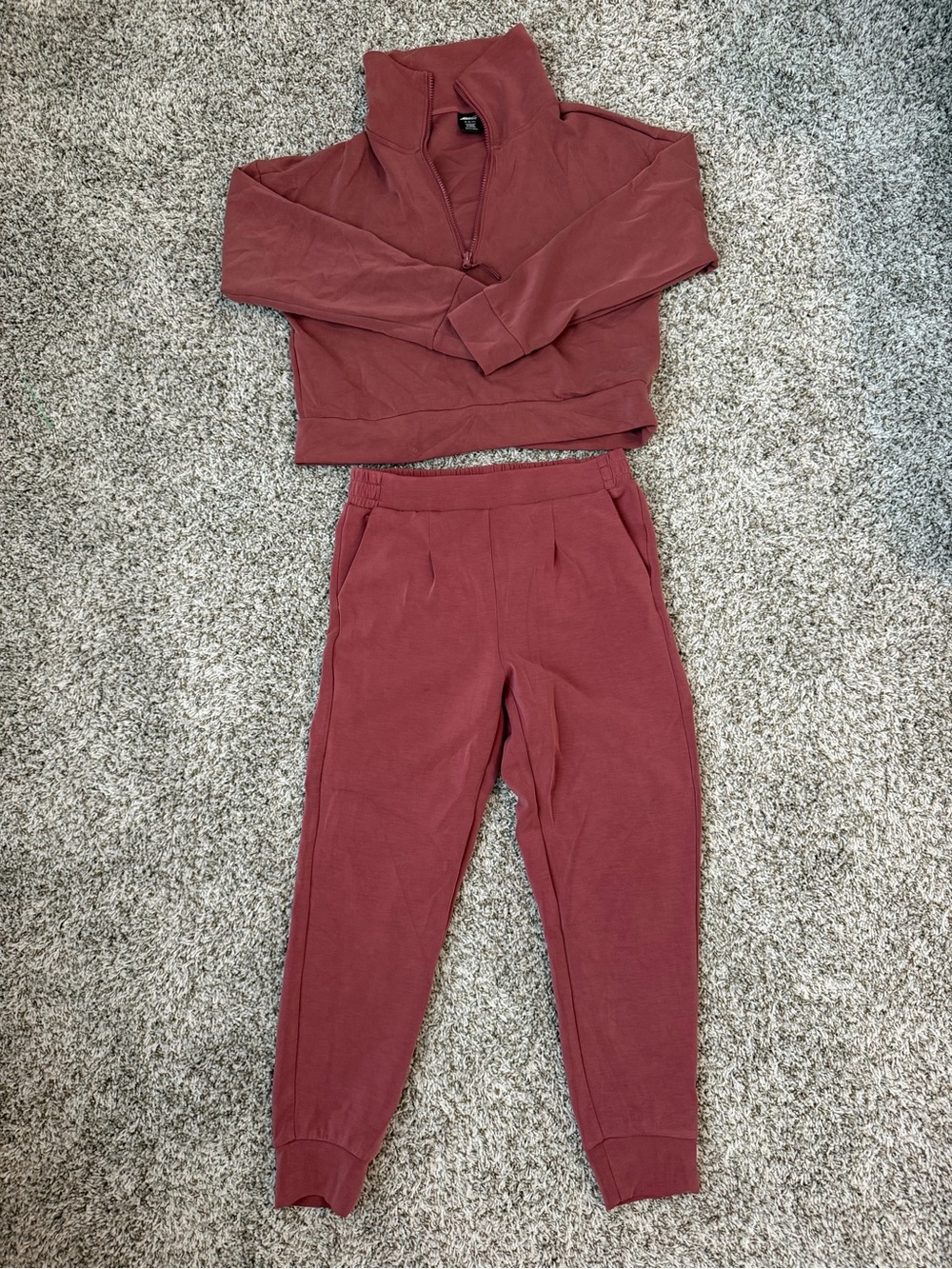 Women’s Avia Quarter-Zip Pullover and Joggers Set - Dusty Rose